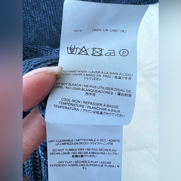 CHARLI LONDON | Women’s SZ L | Open Knit Blue Linen Top | High Low Hem EUC - Picture 8 of 11